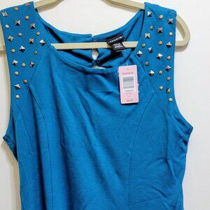 NWT Torrid 1x  blue/teal Studded Stretch Knit Peplum Top